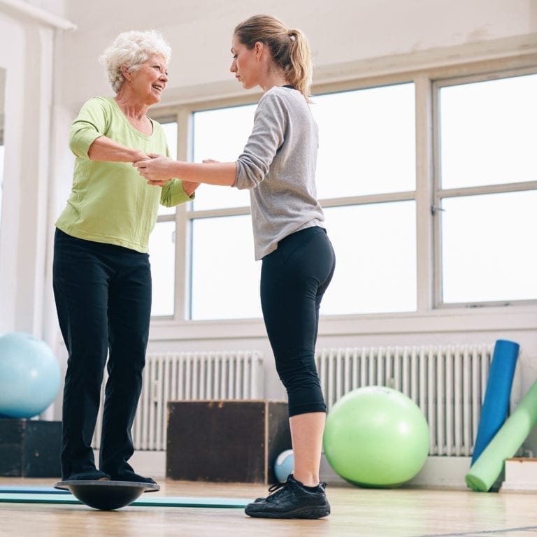 Patient being treated for balance and gait.